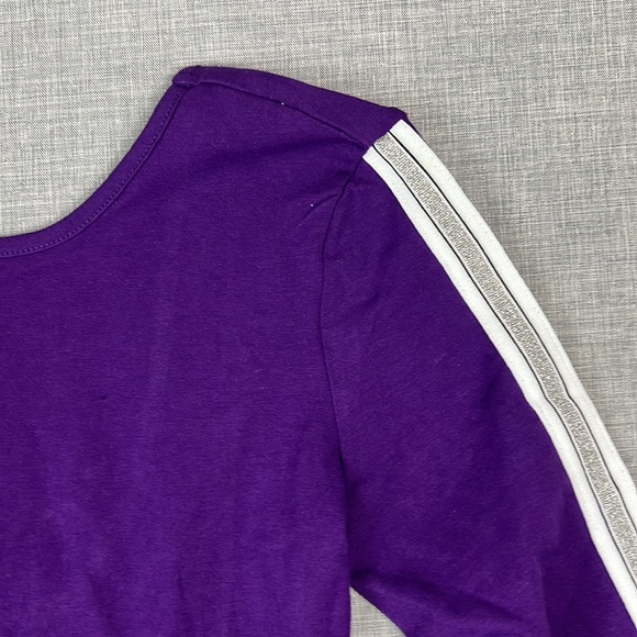 Material Girl Purple & White Stripe Leotard Bodysuit Juniors Size Medium - Picture 4 of 6